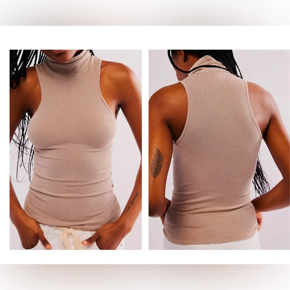 NWOT! FREE PEOPLE Always Ready Seamless Turtleneck Tank - Picture 1 of 6